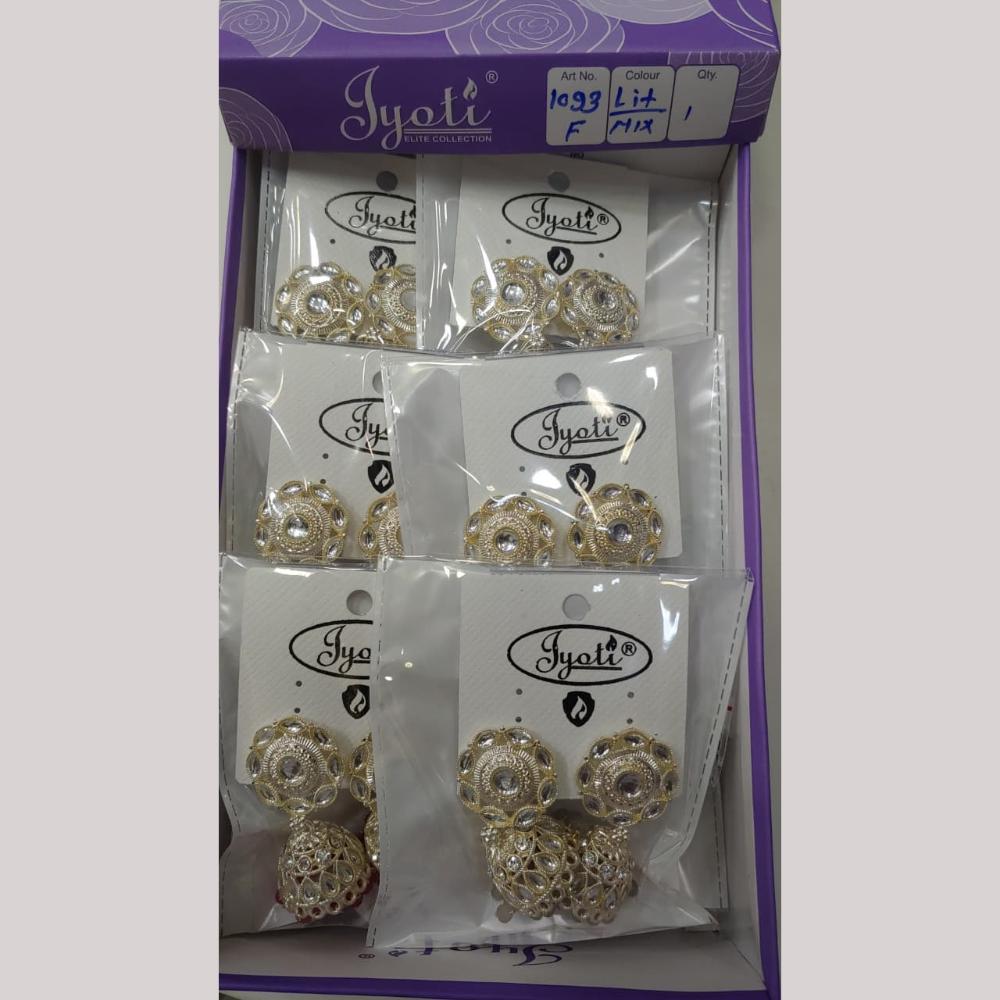 Tip Top Jewellers Stunning Kundan Stone And Pearl Jhumki Earrings (Pack of 12)