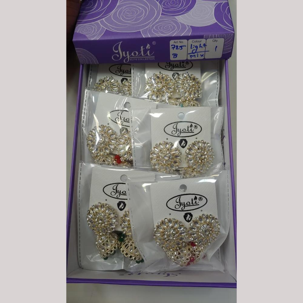 Tip Top Jewellers Stunning Kundan Stone And Pearl Jhumki Earrings (Pack of 12)
