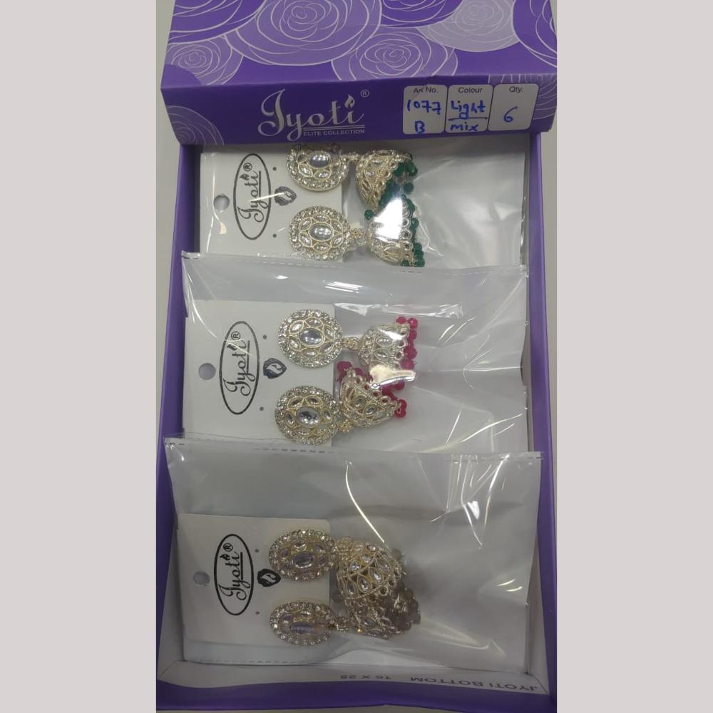 Tip Top Jewellers Stunning Kundan Stone And Pearl Jhumki Earrings (Pack of 12)