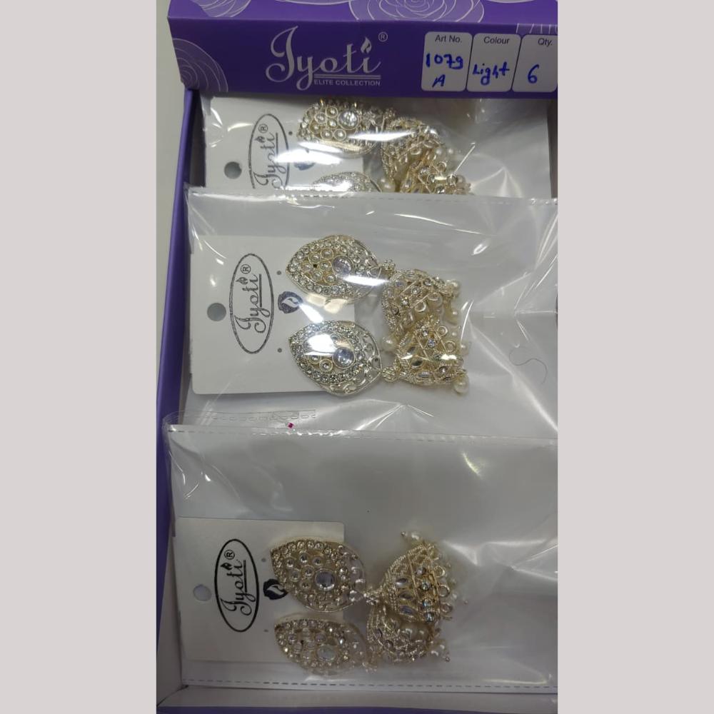 Tip Top Jewellers Stunning Kundan Stone And Pearl Jhumki Earrings (Pack of 6)