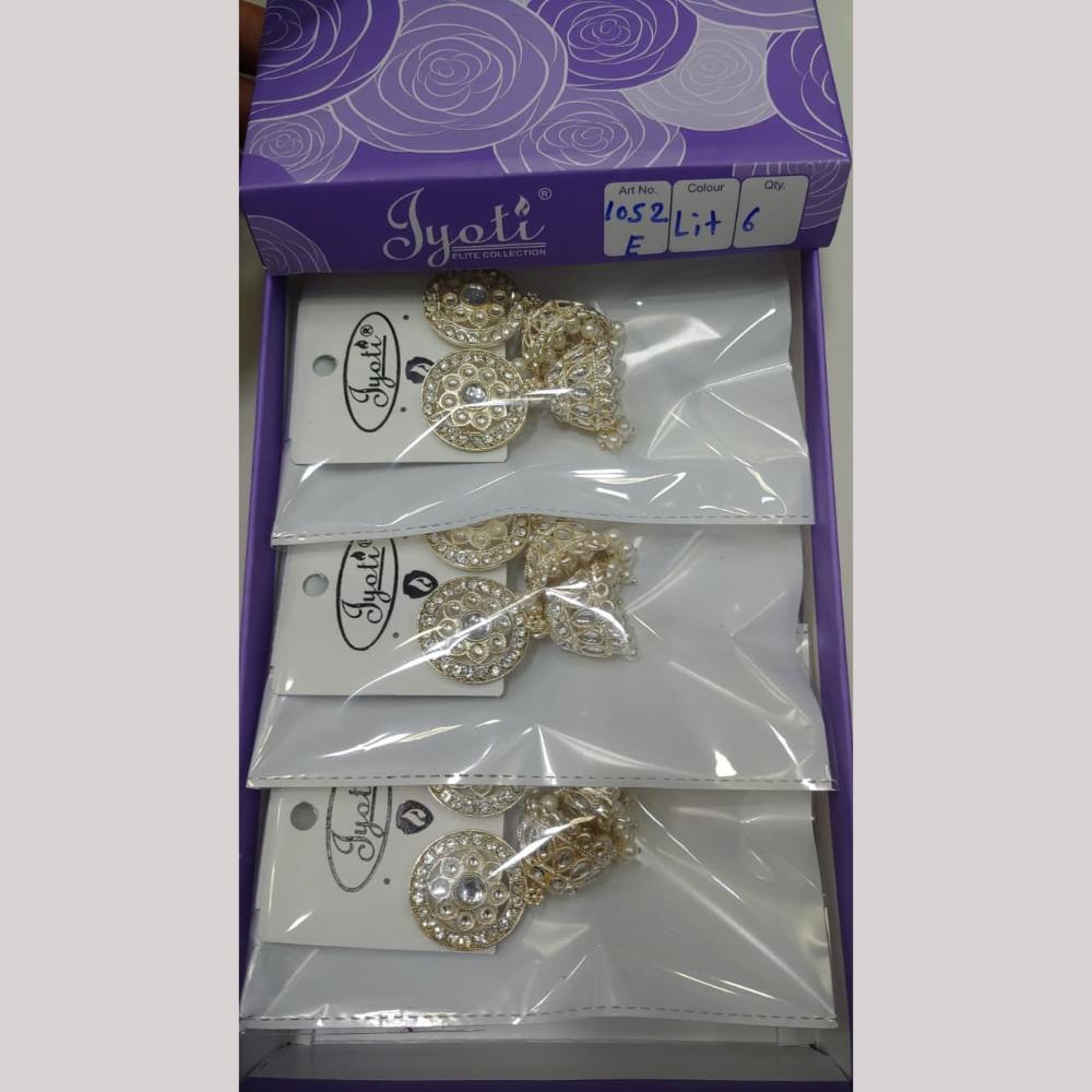 Tip Top Jewellers Stunning Kundan Stone And Pearl Jhumki Earrings (Pack of 6)