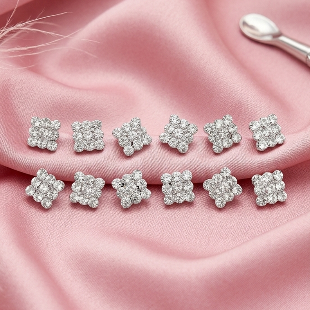 Urthn Shiny Austrian Stone Set of 6 Studs Earrings(Pack of 6)
