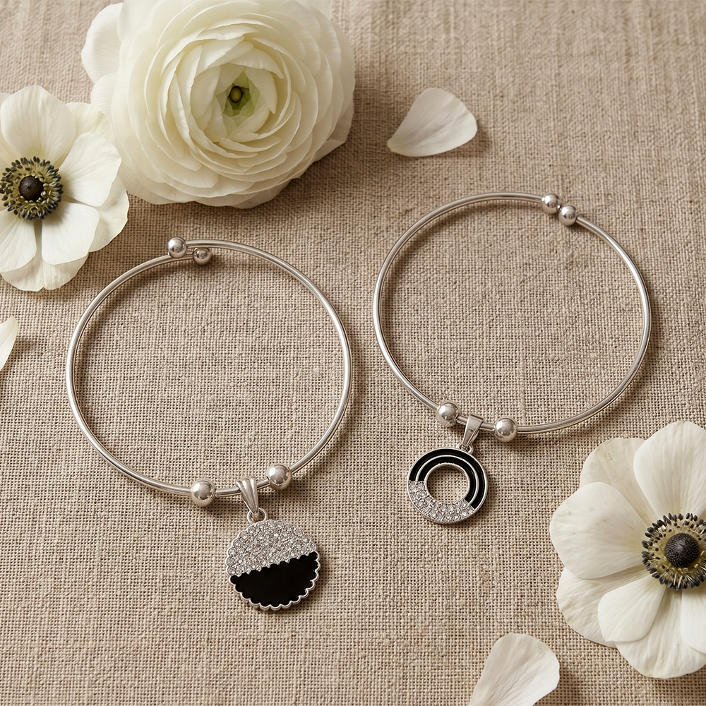 Urthn Silver Plated Elegant Austrian Stone Openable Bracelet For Women & Girls
