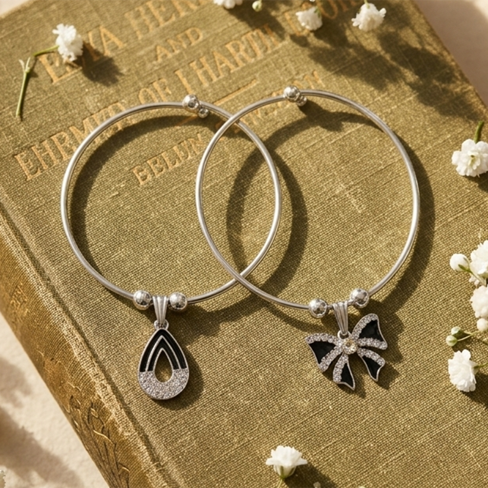 Urthn Silver Plated Elegant Austrian Stone Openable Bracelet For Women & Girls