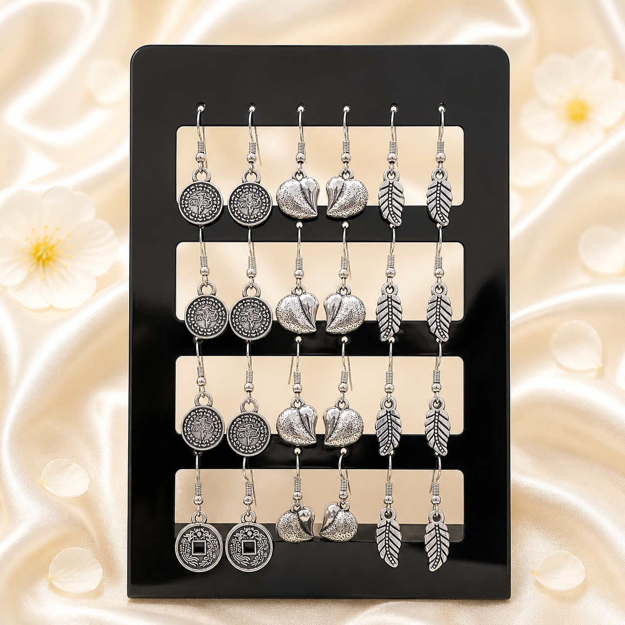 Urthn Boho Oxidised Plated Assorted Design Dangler Earrings (Pack of 12)
