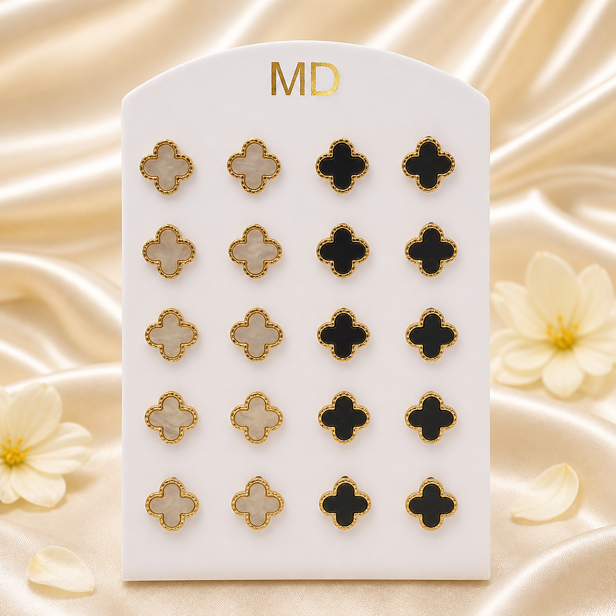 Urthn Textured Clover Shape Stud Earrings Set for Women (Pack of 12)