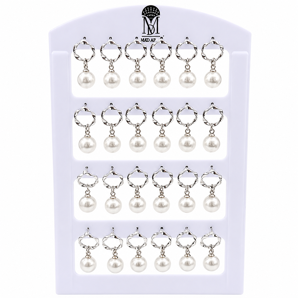 Urthn Silver Plated Twister And Pearl Studs Earrings Combo for Party Wear