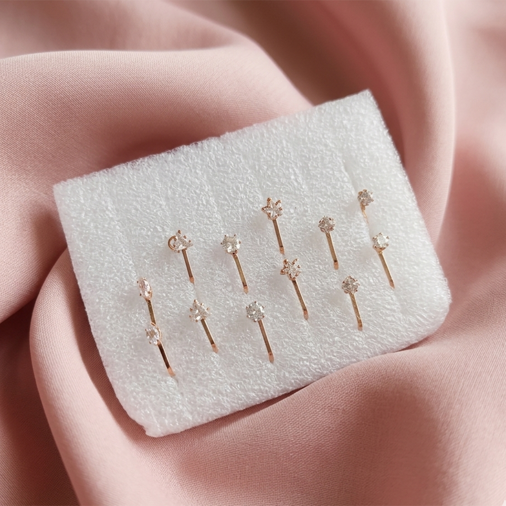Urthn Rose Gold Plated Austrian Stone Nose Stud Set for Women (Set Of 3)