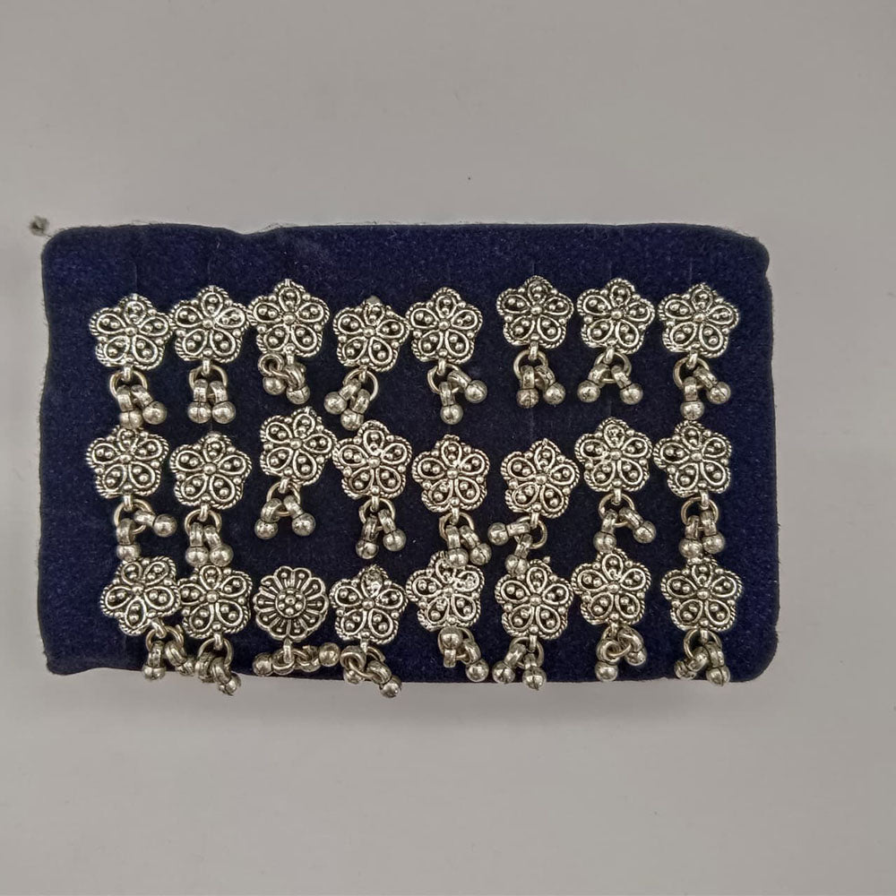 Urthn Set of 12 Traditional Oxidised Plated Bugadi Clip On Earrings for Women And Girls( Assorted Earrings)