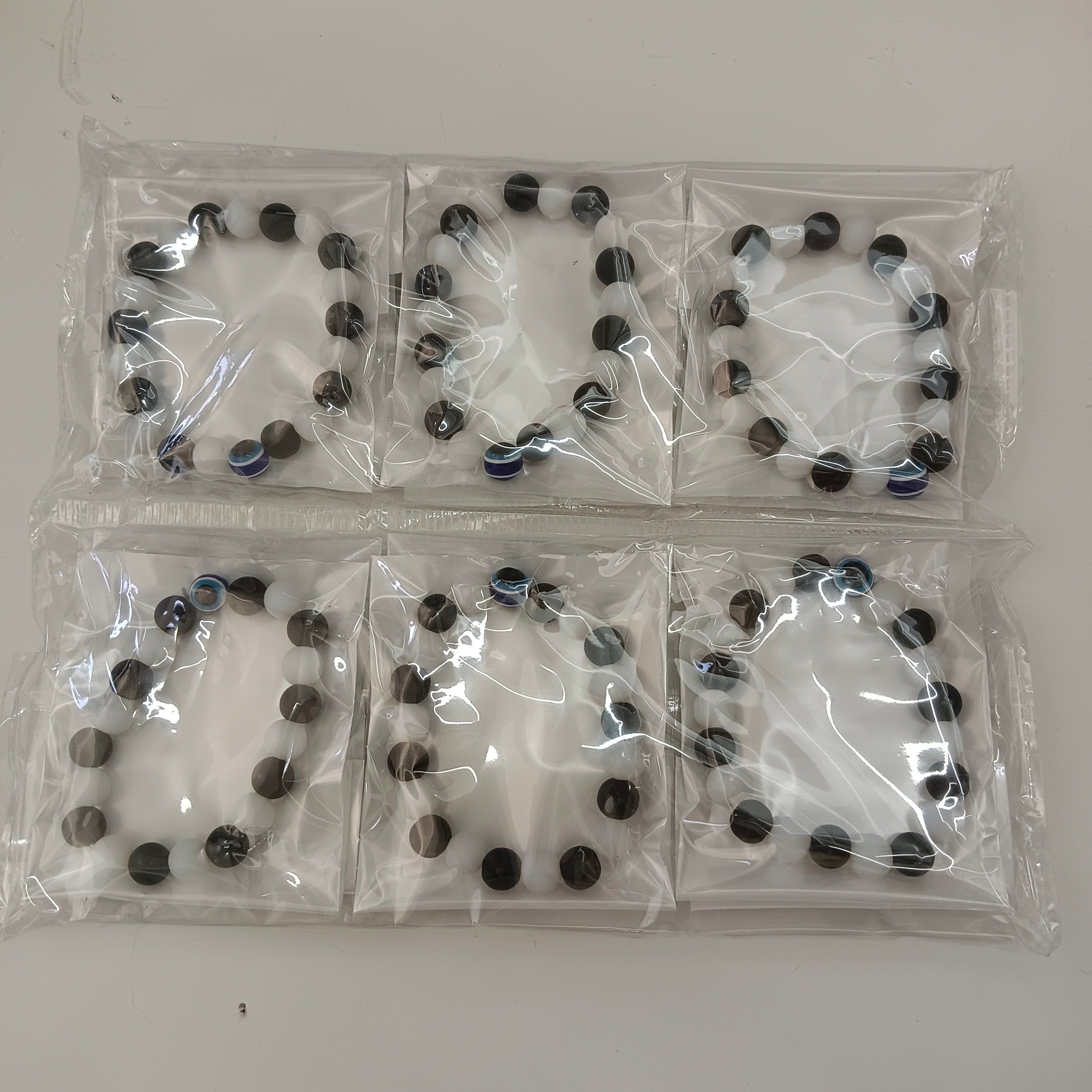 Urthn Evil Eye Black And White Beads (Set Of 12)