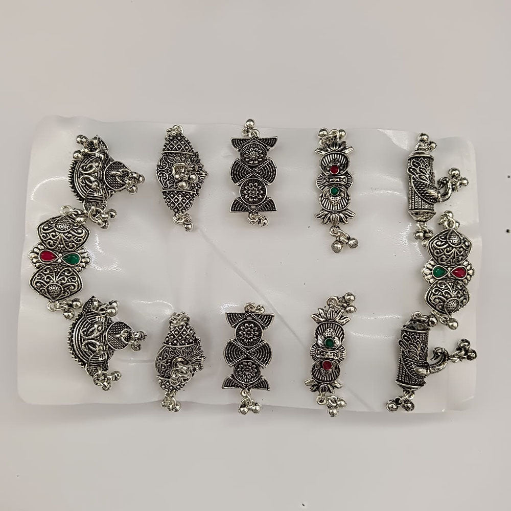 Urthn Set of 12 Oxidised Plated Rings Combo