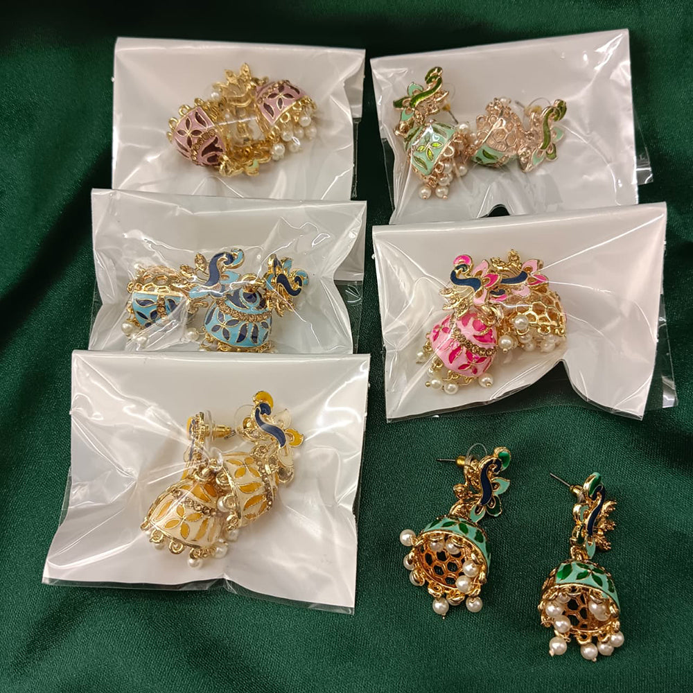 Urthn Gold Plated Assorted Color Set Of 6 Meenakari Earrings Combo