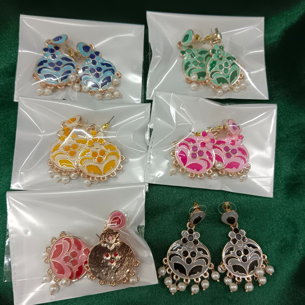 Urthn Gold Plated Assorted Color Set Of 6 Meenakari Earrings Combo