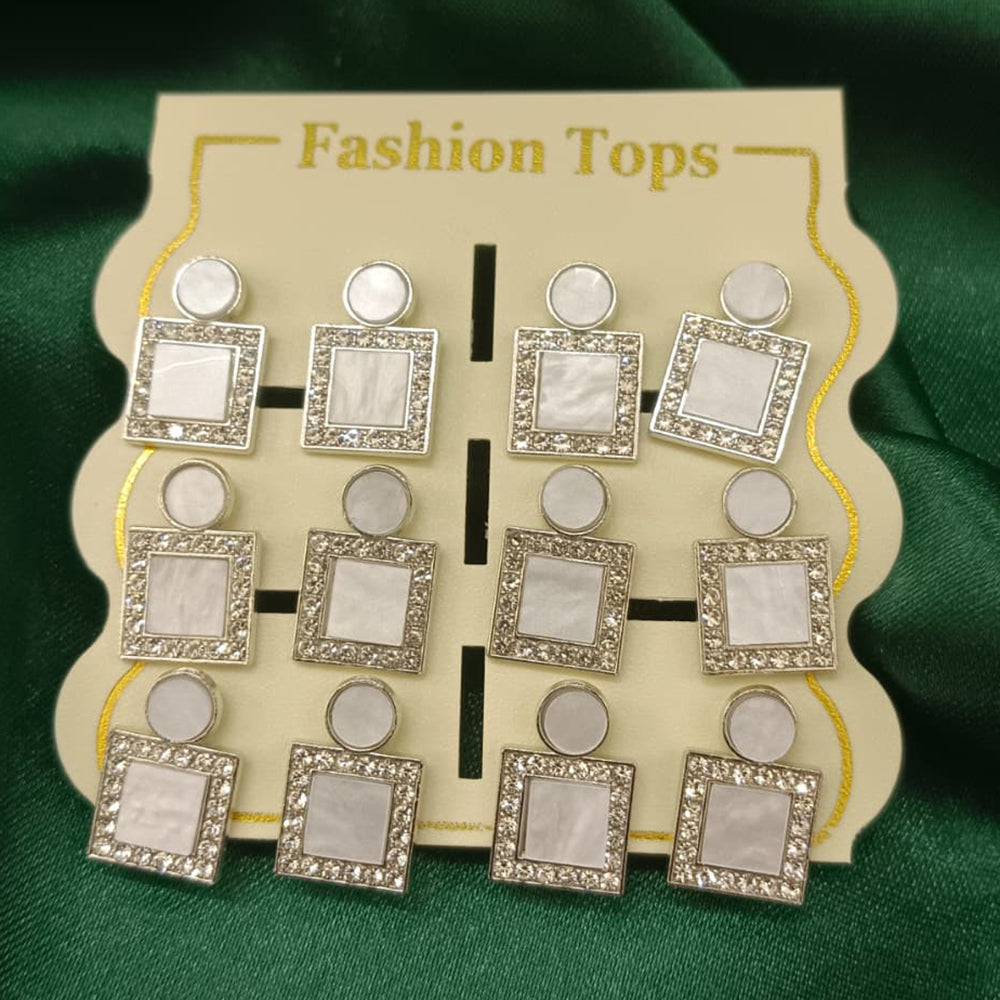 Urthn Monalisa Stone Stylish Set Of 6 Stud Earrings Combo