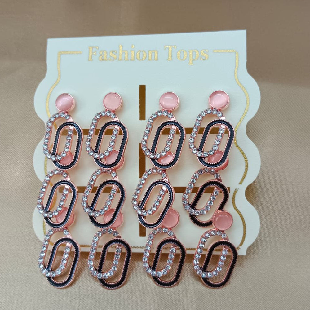 Urthn Monalisa Stone Stylish Set Of 6 Stud Earrings Combo