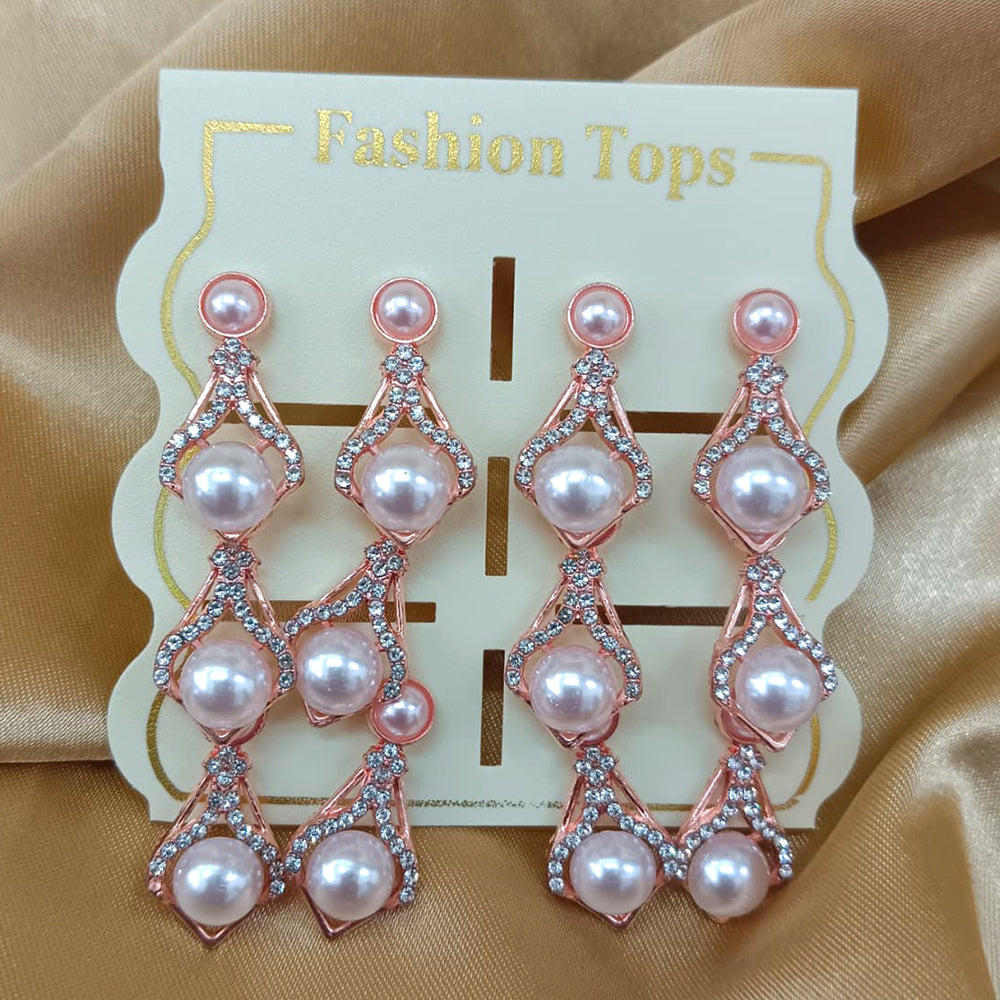 Urthn Pearl And Austrain Stone Set Of 6 Stud Earrings Combo