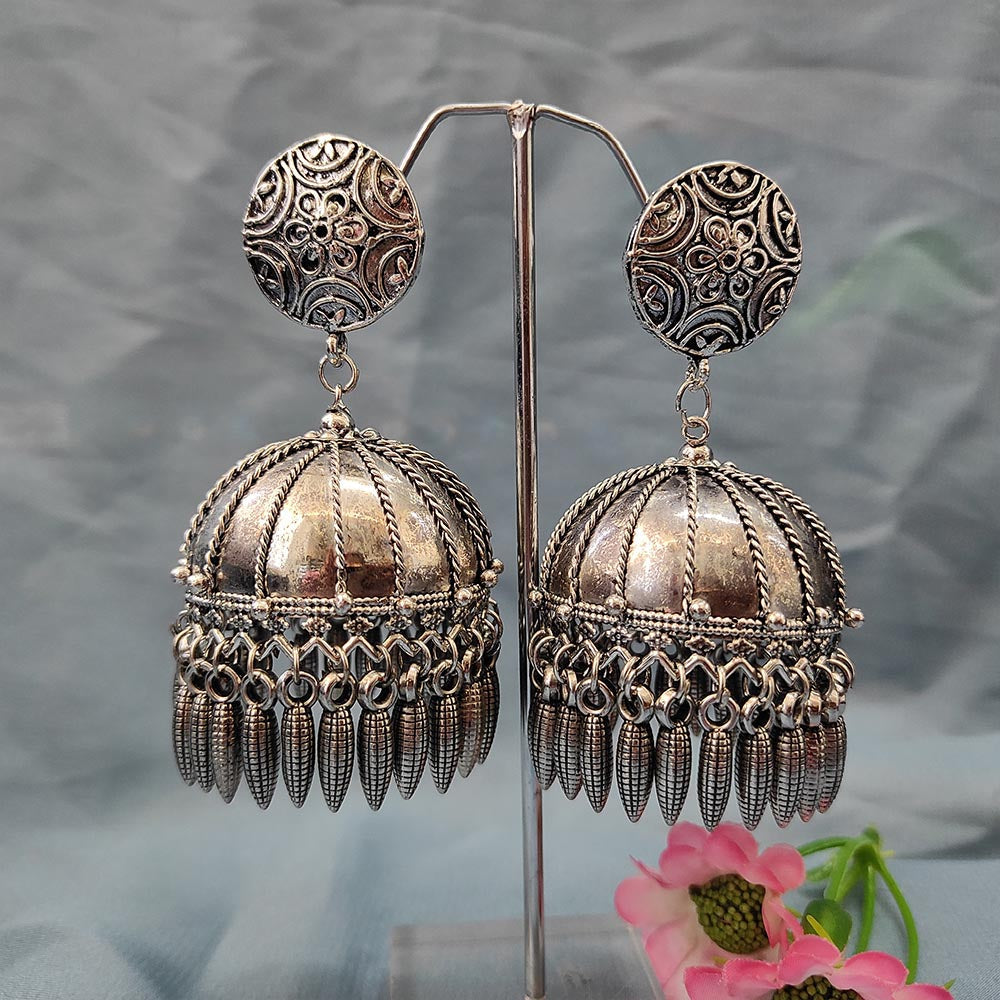 Darshana Jewels Oxidised Plated Jhumki Earrings