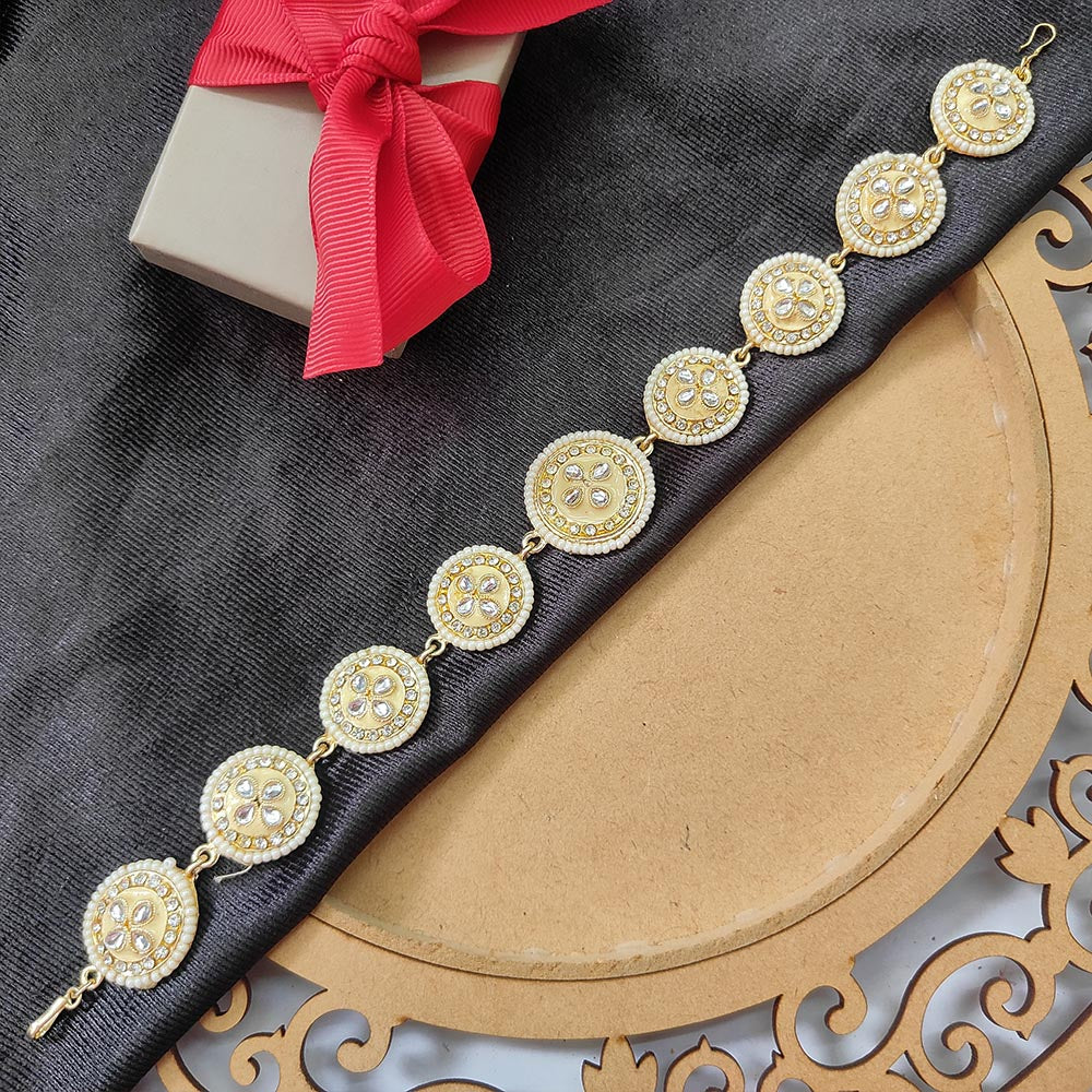 Darshana Jewels Gold Plated Kundan Stone And Pearl Sheeshphool