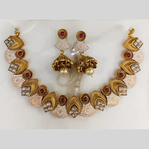 Darshana Jewels Rose Gold Plated AD Necklace Set