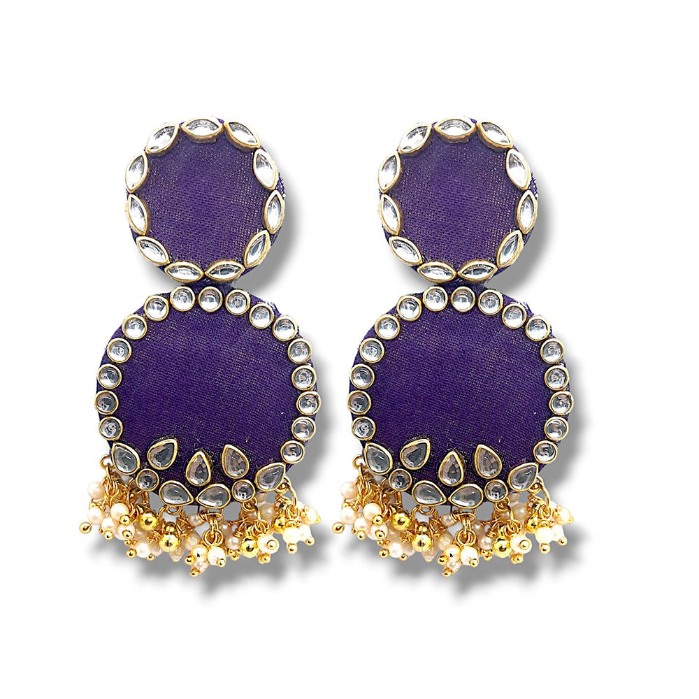 Handmade For Her Women's Handmade Purple Fabric Earrings