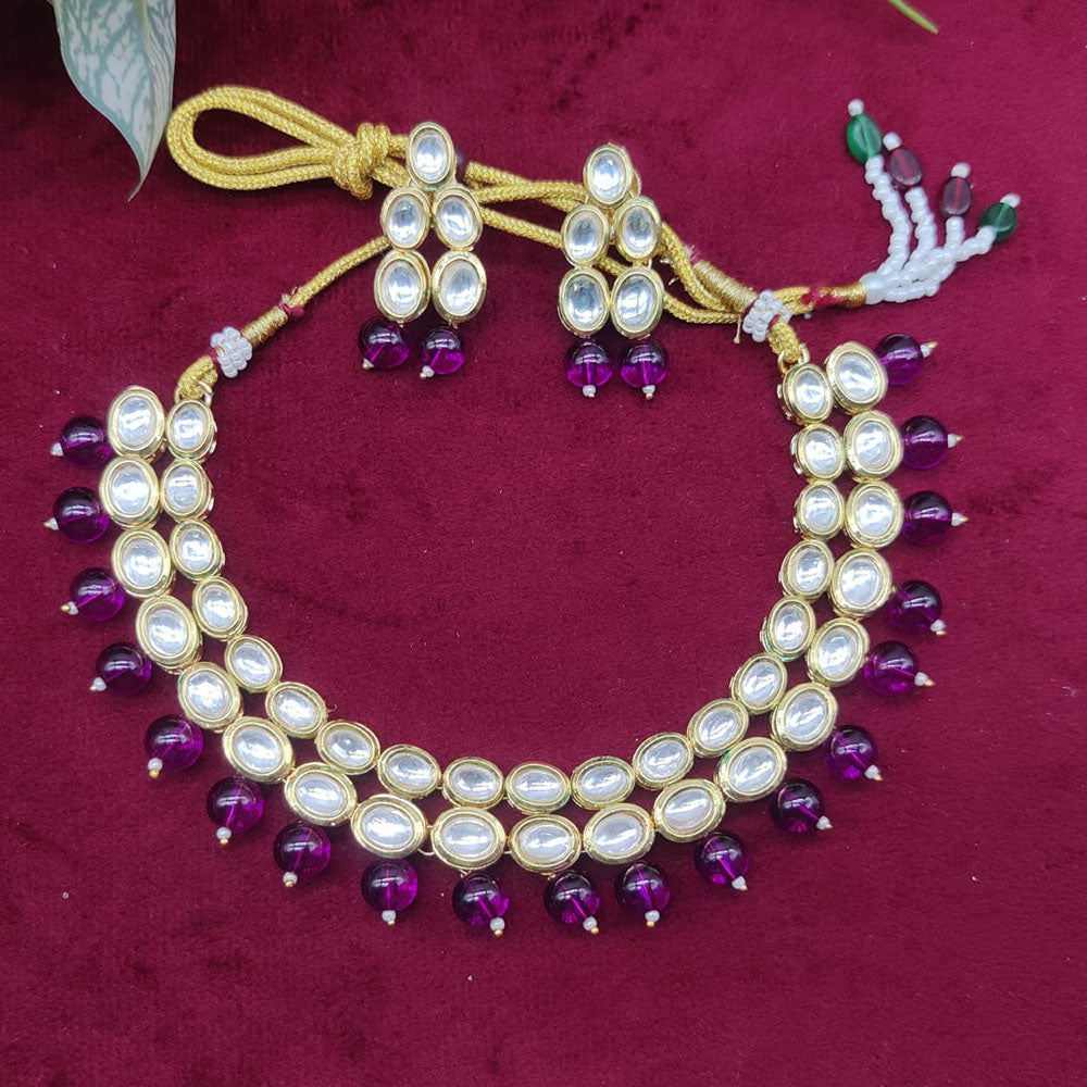 Manisha Jewellery Gold Plated Kundan Stone And Beads Necklace Set