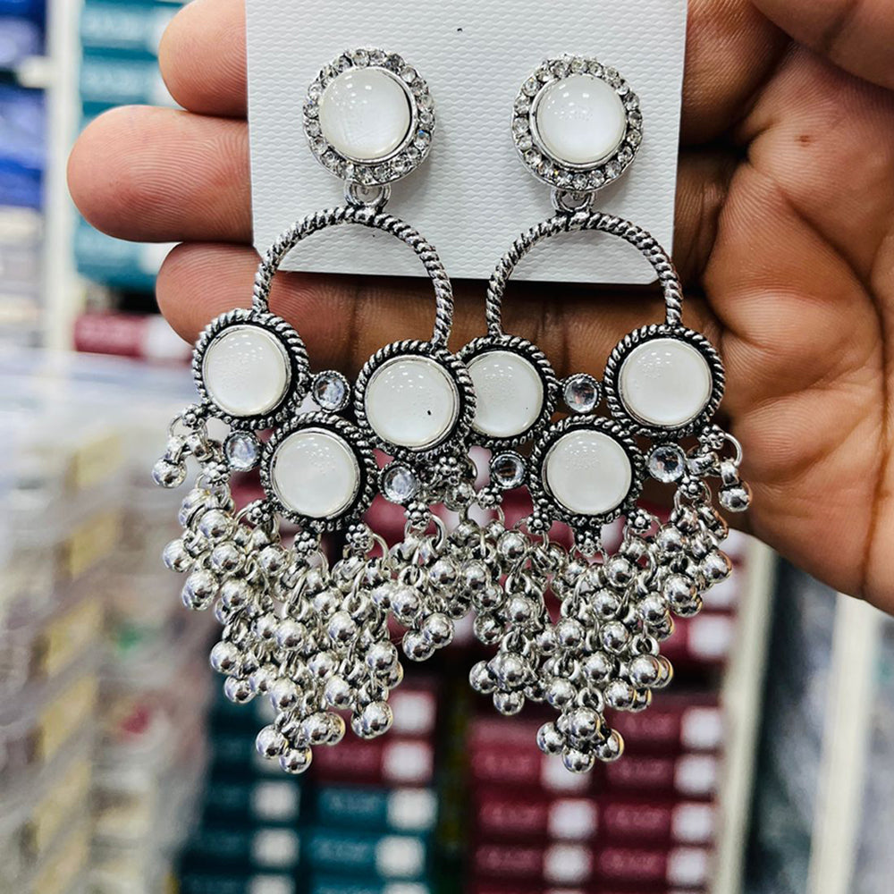 Manisha Jewellery Oxidised Plated Kundan Stone And Ghungroo Dangler Earrings