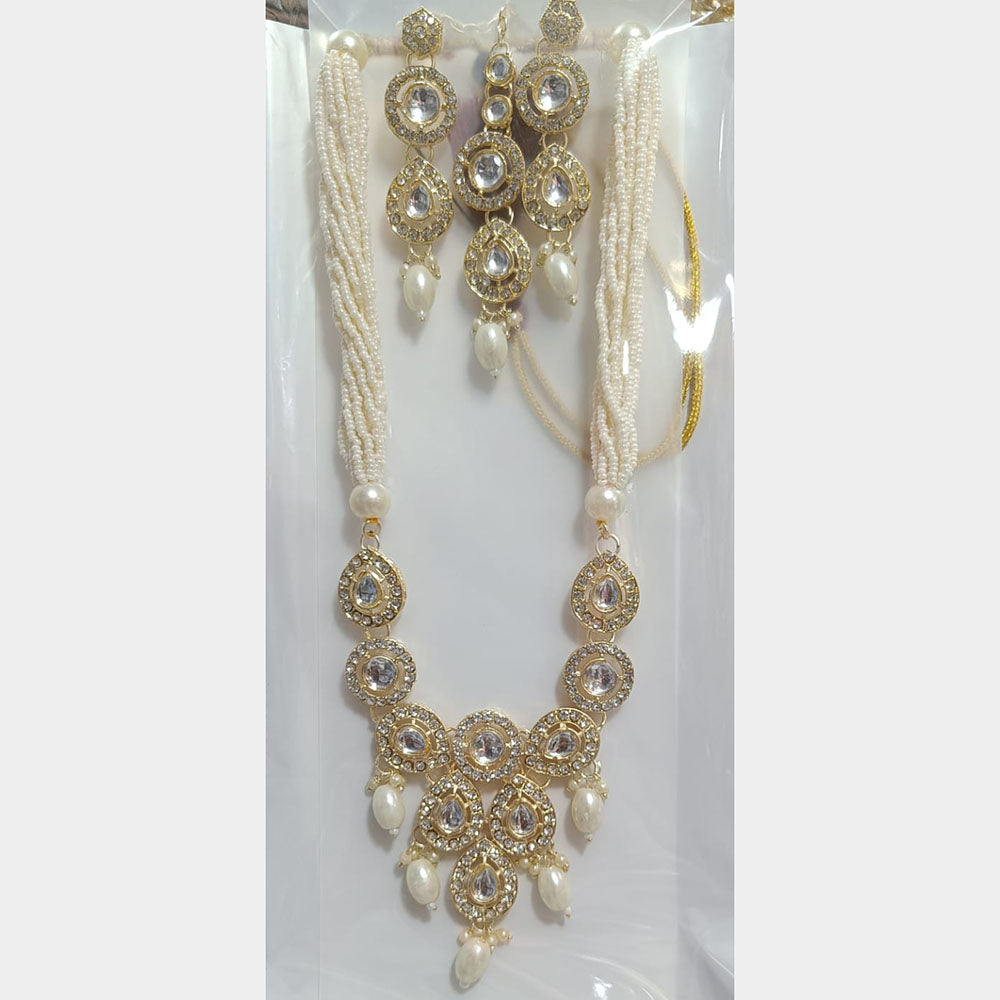 Manisha Jewellery Gold Plated Austrian Stone And Pearl Necklace Set