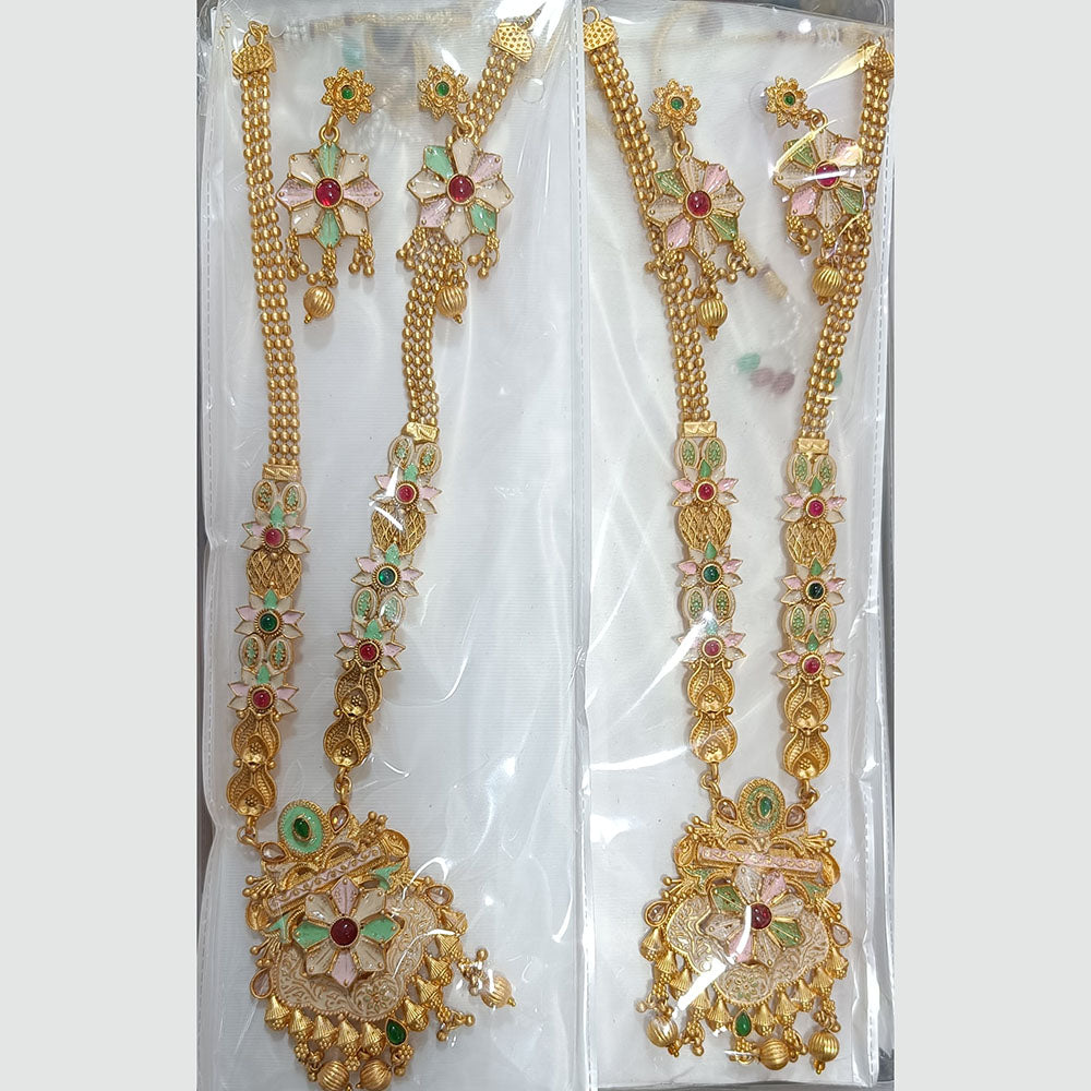 Manisha Jewellery Gold Plated Pota Stone And Pearls Choker Necklace Set (1 Piece Only)