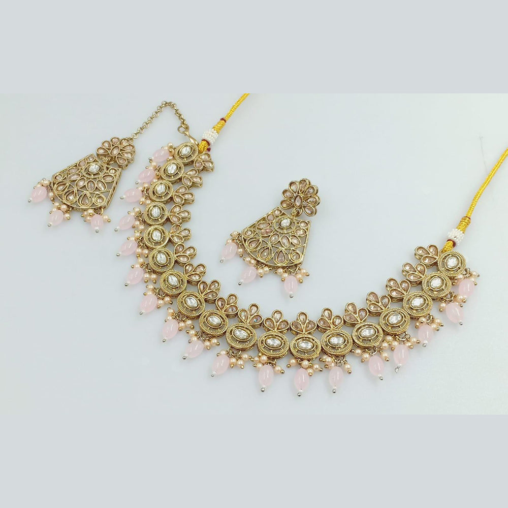 Manisha Jewellery Gold Plated Crystal Stone Pearls Necklace Set