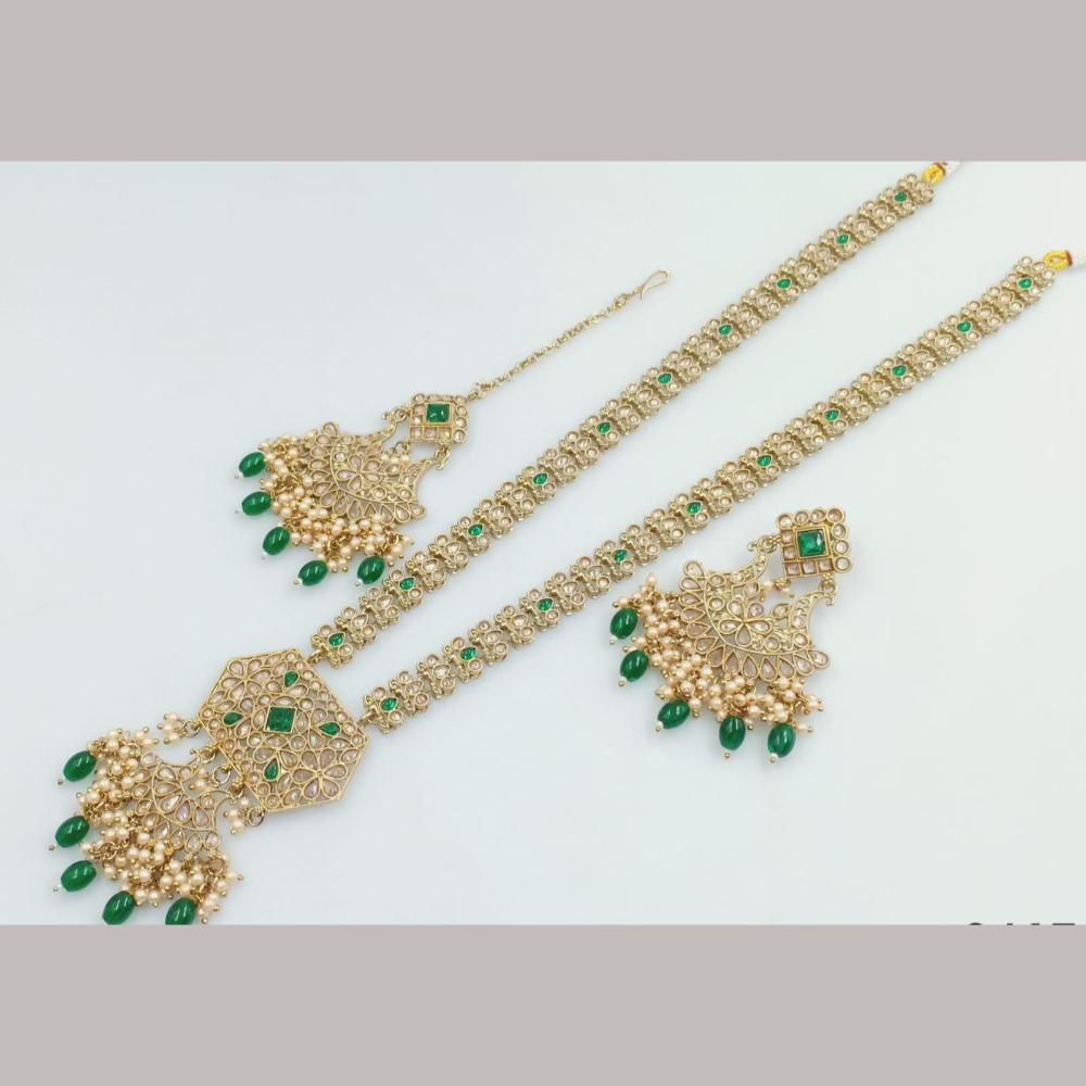 Manisha Jewellery Gold Plated Kundan Stone And Beads Long Necklace Set