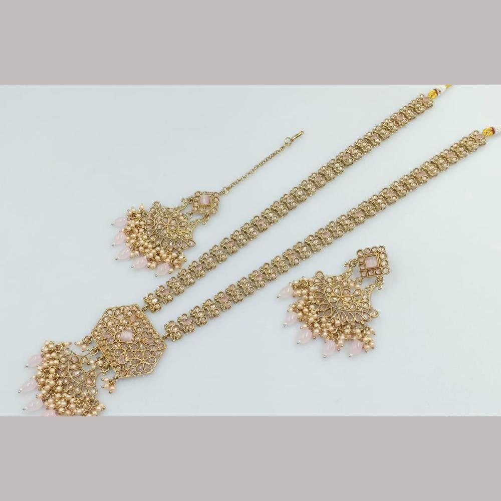 Manisha Jewellery Gold Plated Kundan Stone And Beads Long Necklace Set