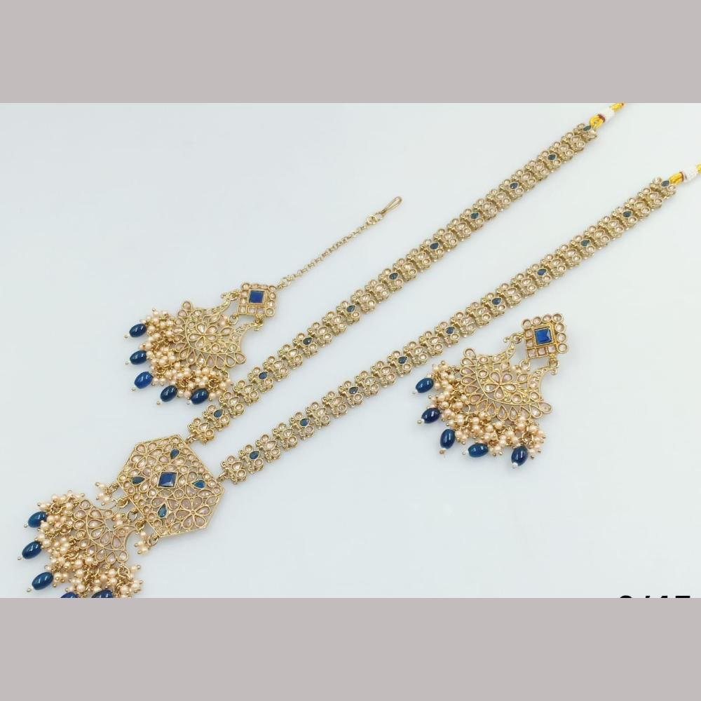 Manisha Jewellery Gold Plated Kundan Stone And Beads Long Necklace Set