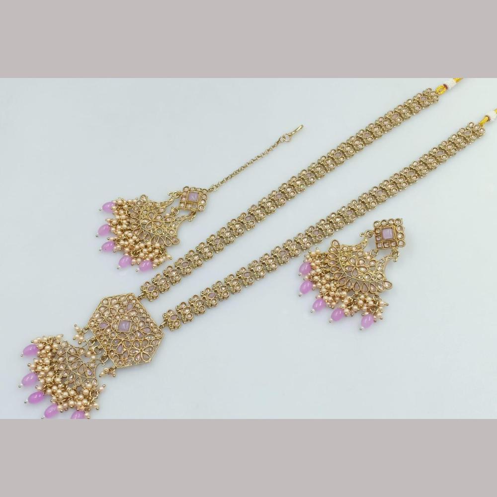 Manisha Jewellery Gold Plated Kundan Stone And Beads Long Necklace Set