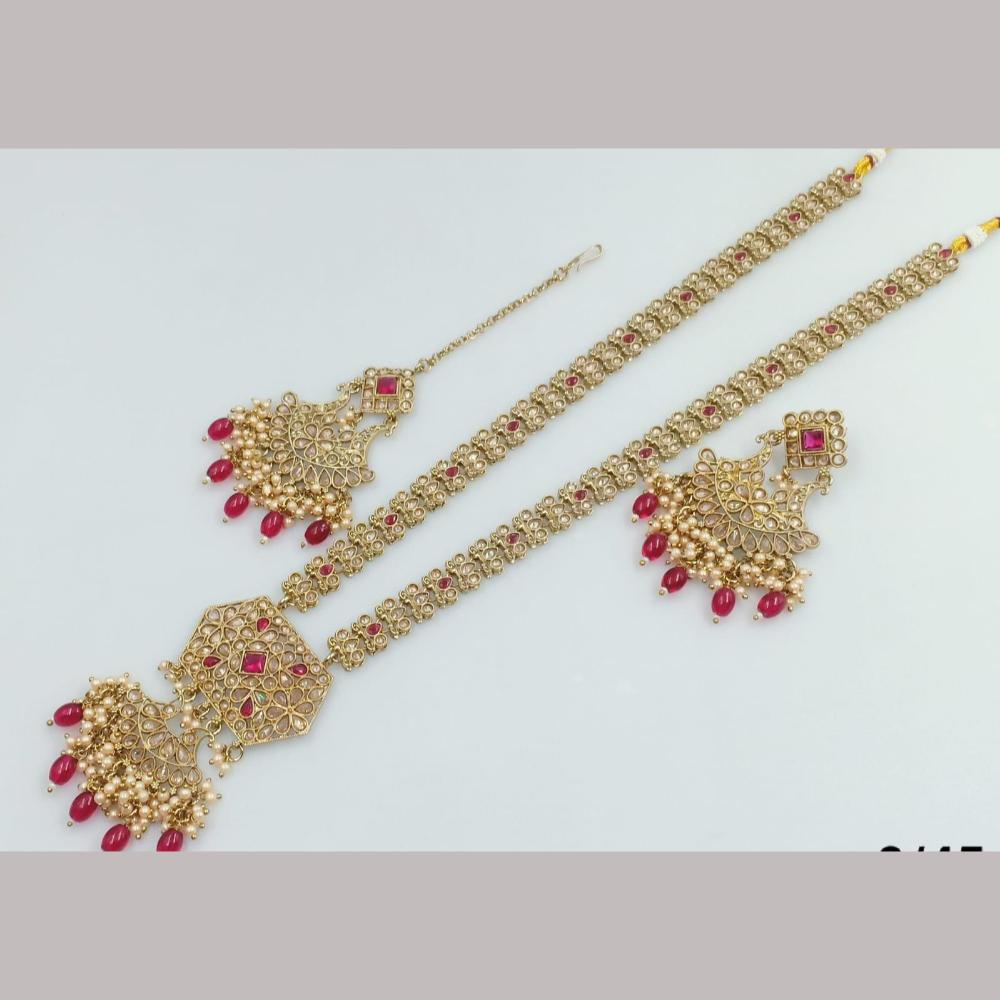 Manisha Jewellery Gold Plated Kundan Stone And Beads Long Necklace Set