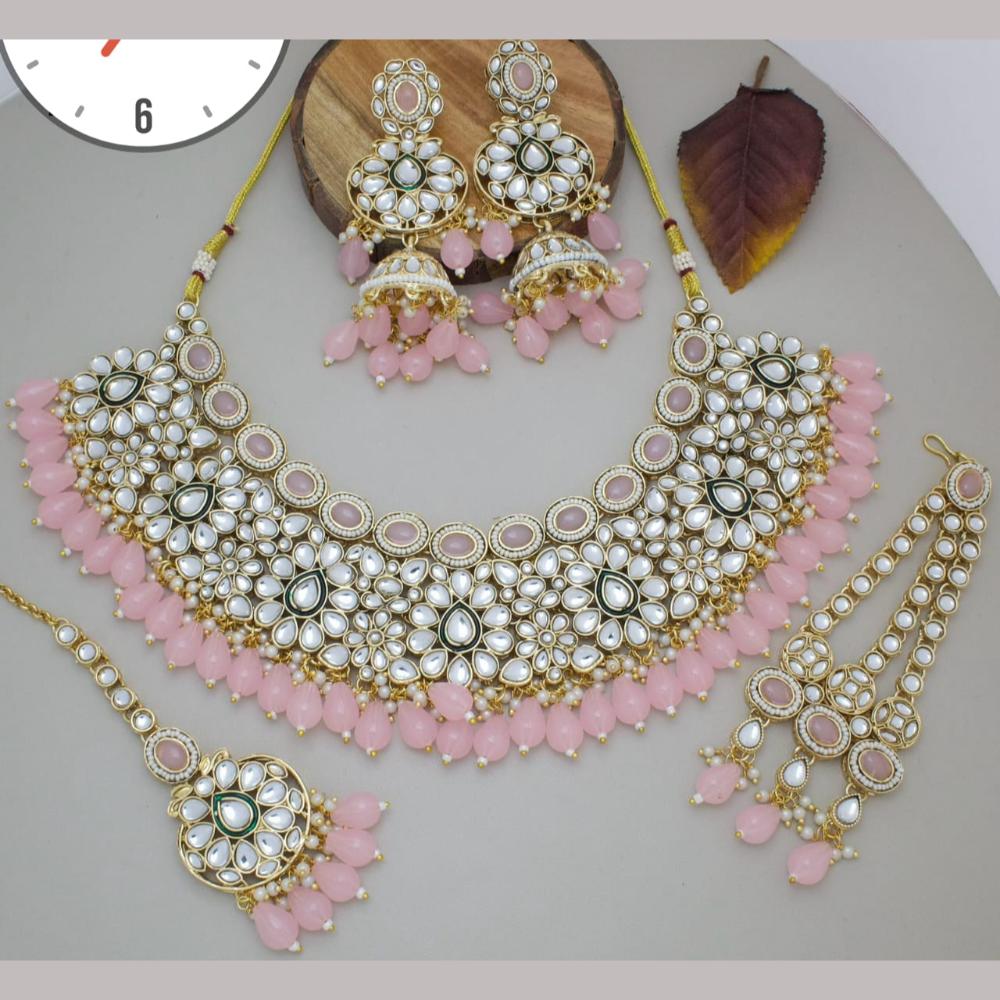 Manisha Jewellery Gold Plated Kundan Stone And Beads Necklace Set