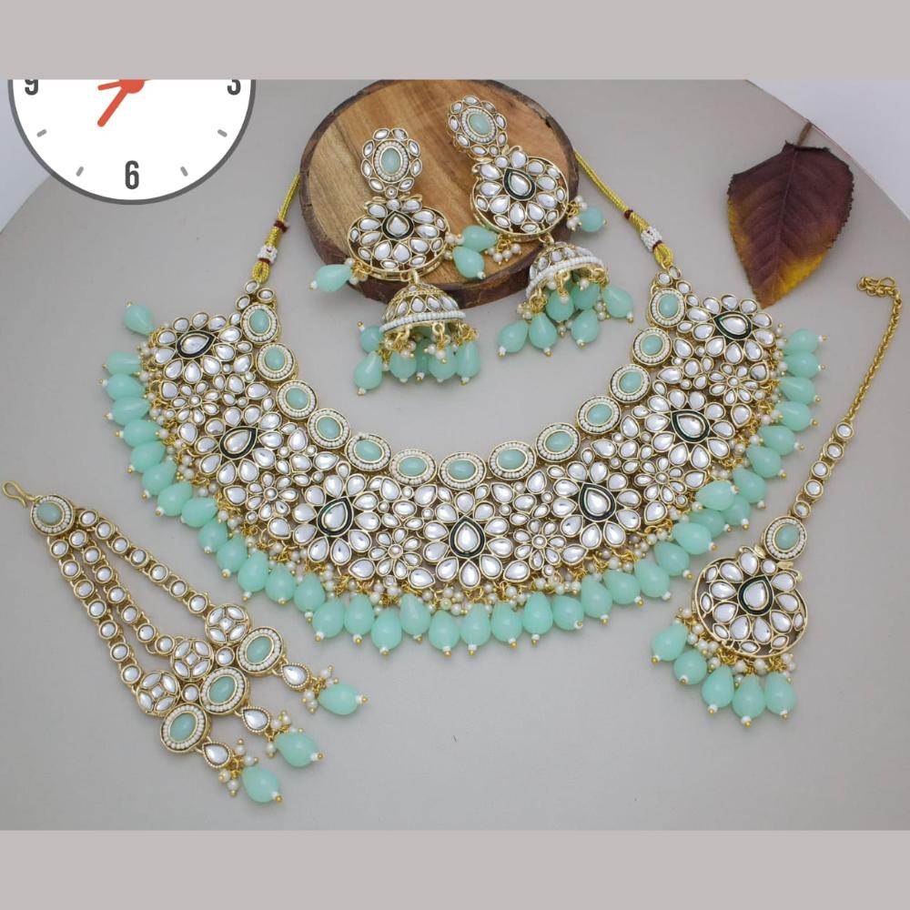 Manisha Jewellery Gold Plated Kundan Stone And Beads Necklace Set