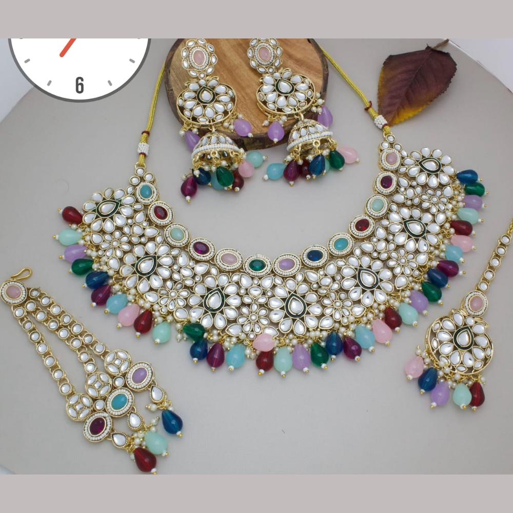 Manisha Jewellery Gold Plated Kundan Stone And Beads Necklace Set