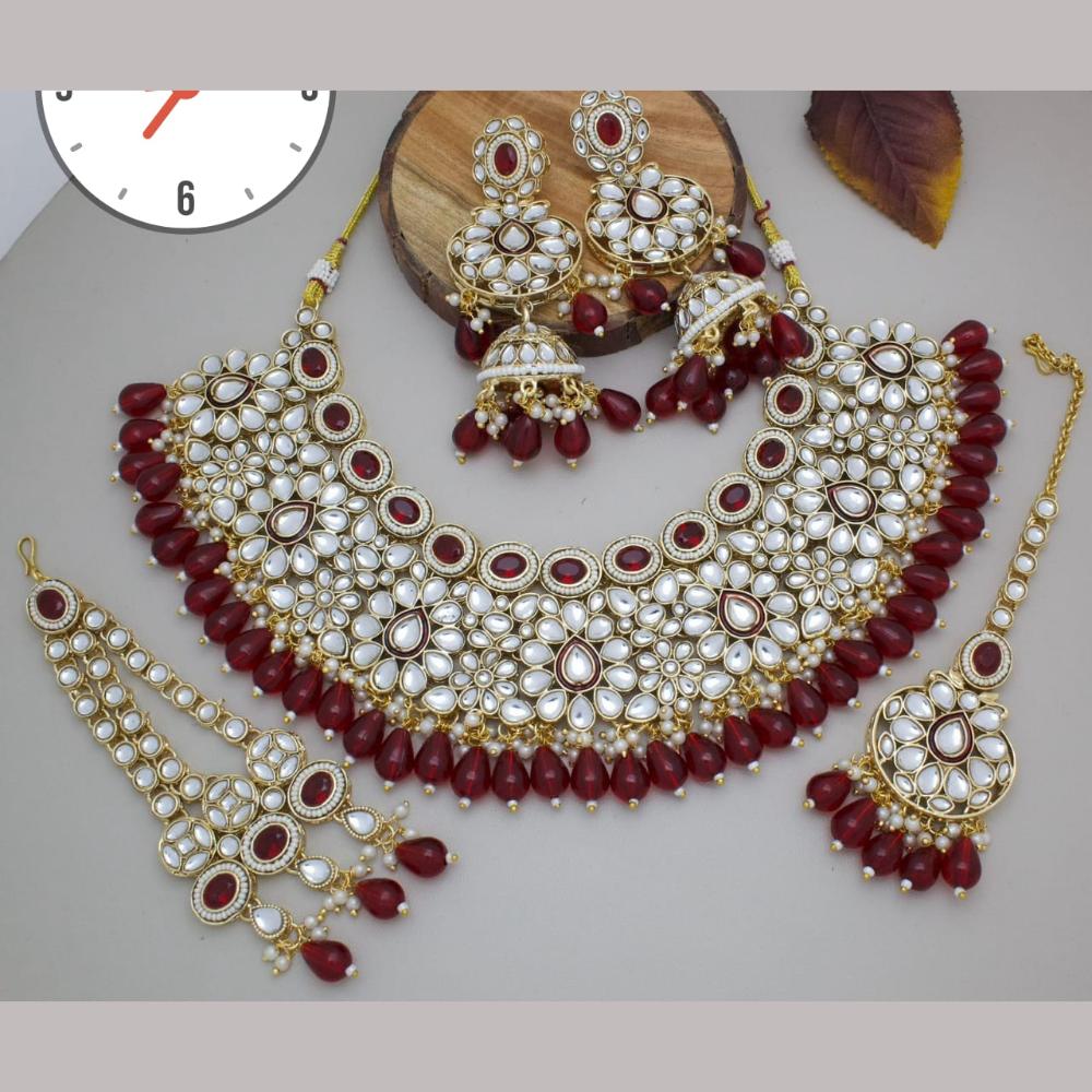 Manisha Jewellery Gold Plated Kundan Stone And Beads Necklace Set