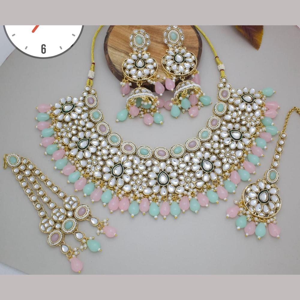 Manisha Jewellery Gold Plated Kundan Stone And Beads Necklace Set