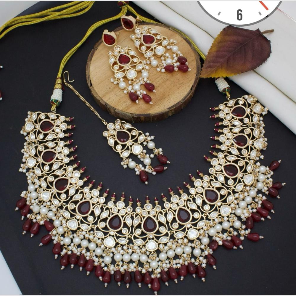 Manisha Jewellery Gold Plated Kundan Stone And Pearls Necklace Set