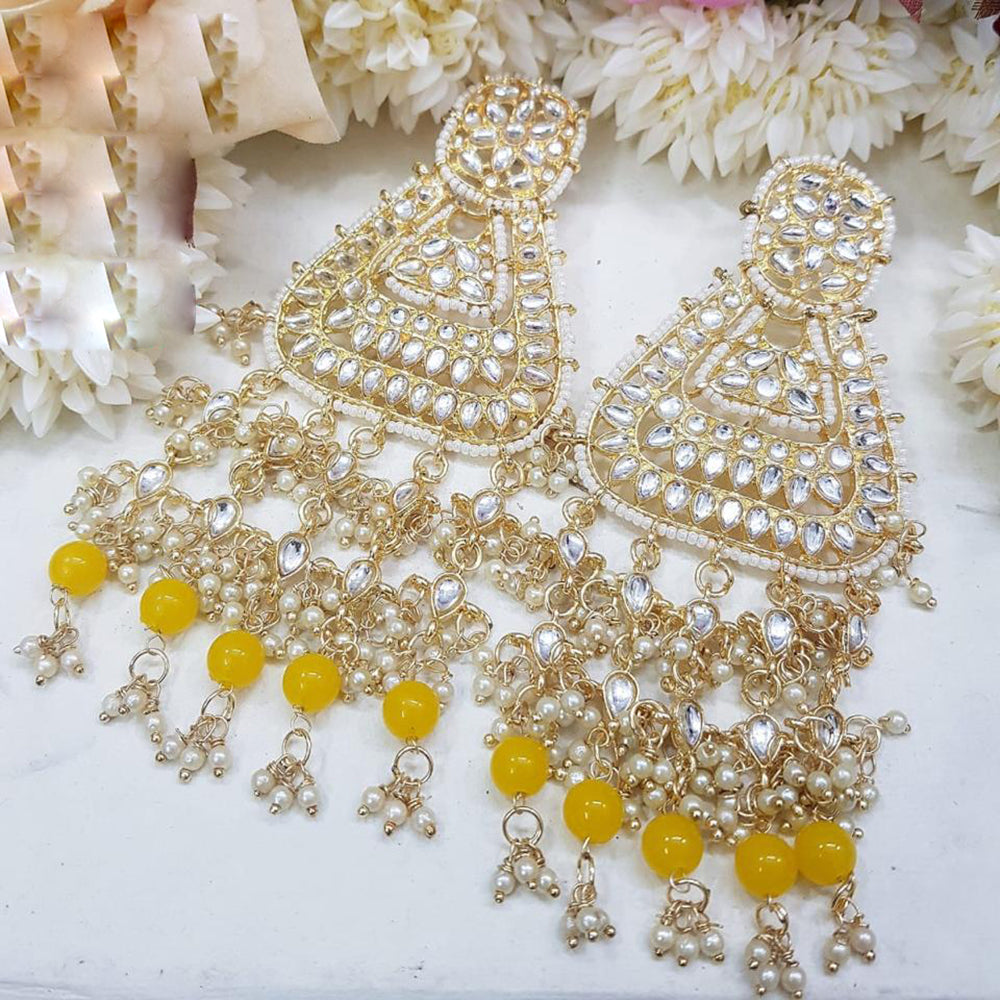Manisha Jewellery Gold Plated Kundan Stone And Pearls Dangler Earrings