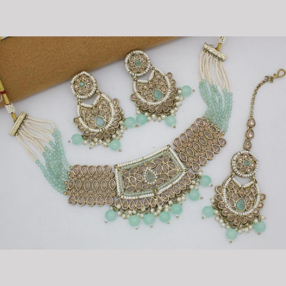 Manisha Jewellery Gold Plated Crystal Stone And Pearls Choker Necklace Set