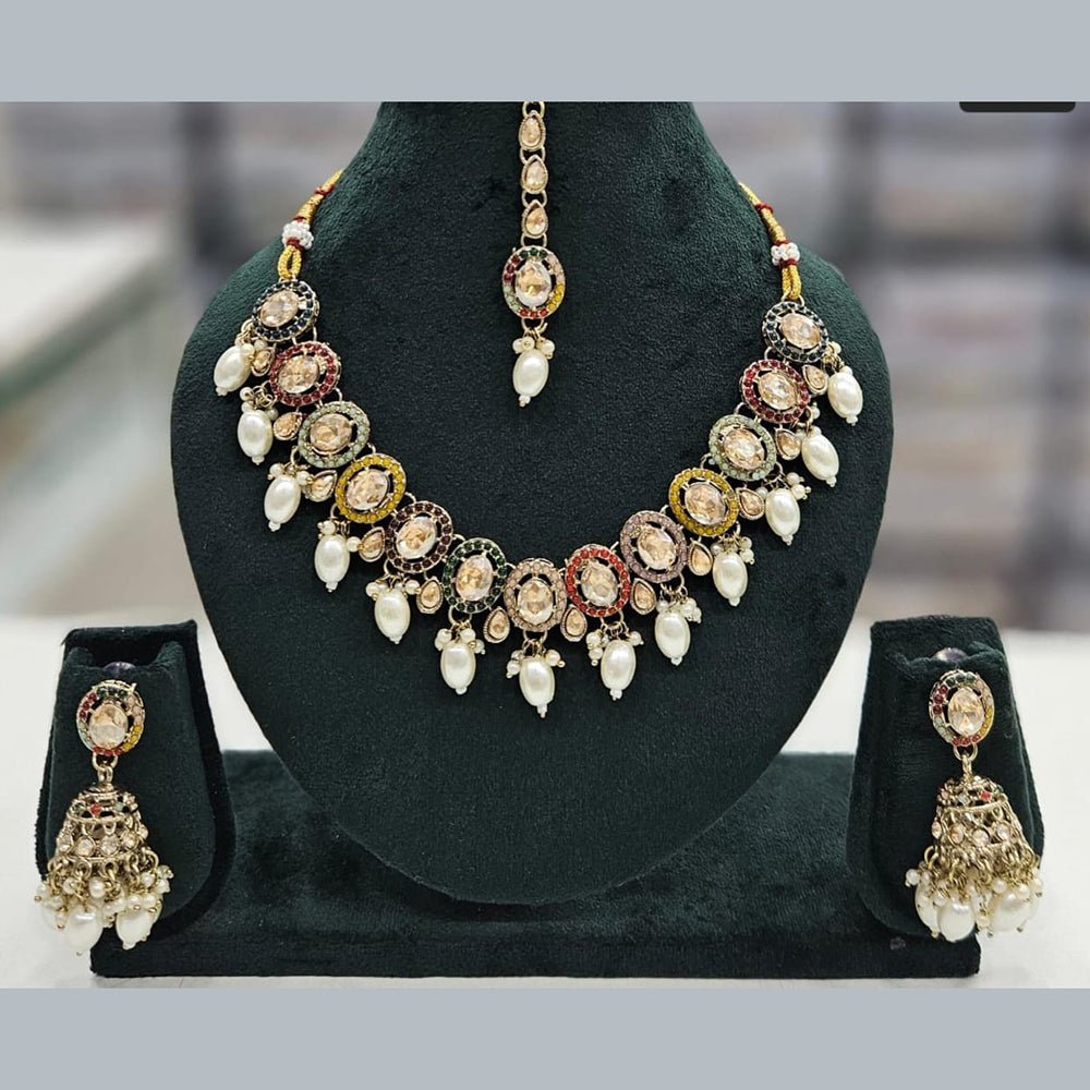 Manisha Jewellery Gold Plated Crystal Stone And Pearls Necklace Set