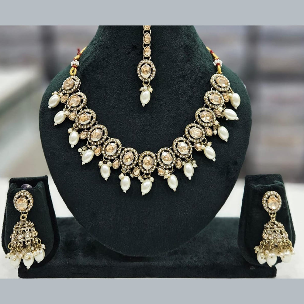 Manisha Jewellery Gold Plated Crystal Stone And Pearls Necklace Set