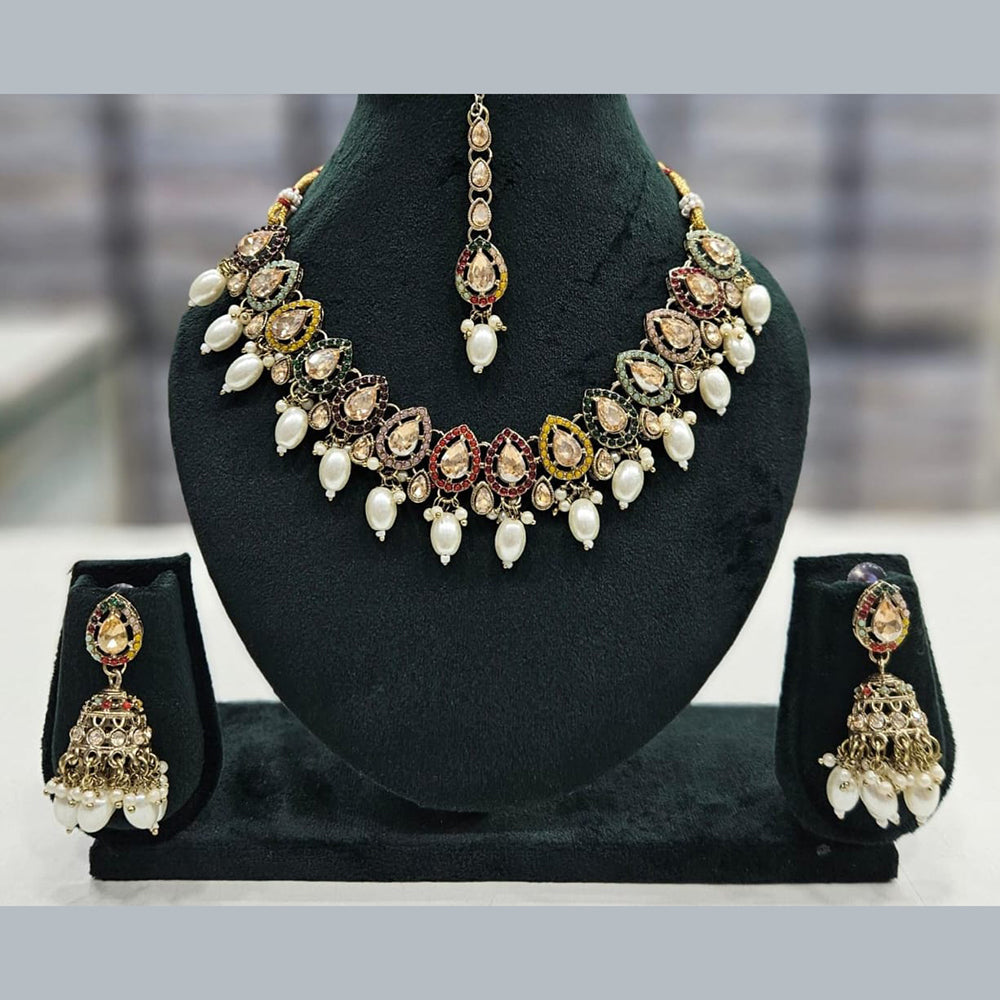 Manisha Jewellery Gold Plated Crystal Stone And Pearls Necklace Set