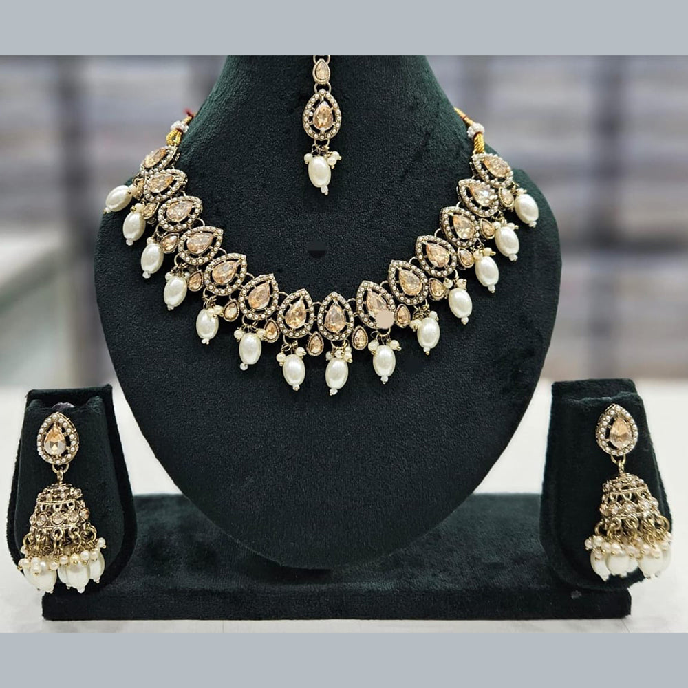 Manisha Jewellery Gold Plated Crystal Stone And Pearls Necklace Set