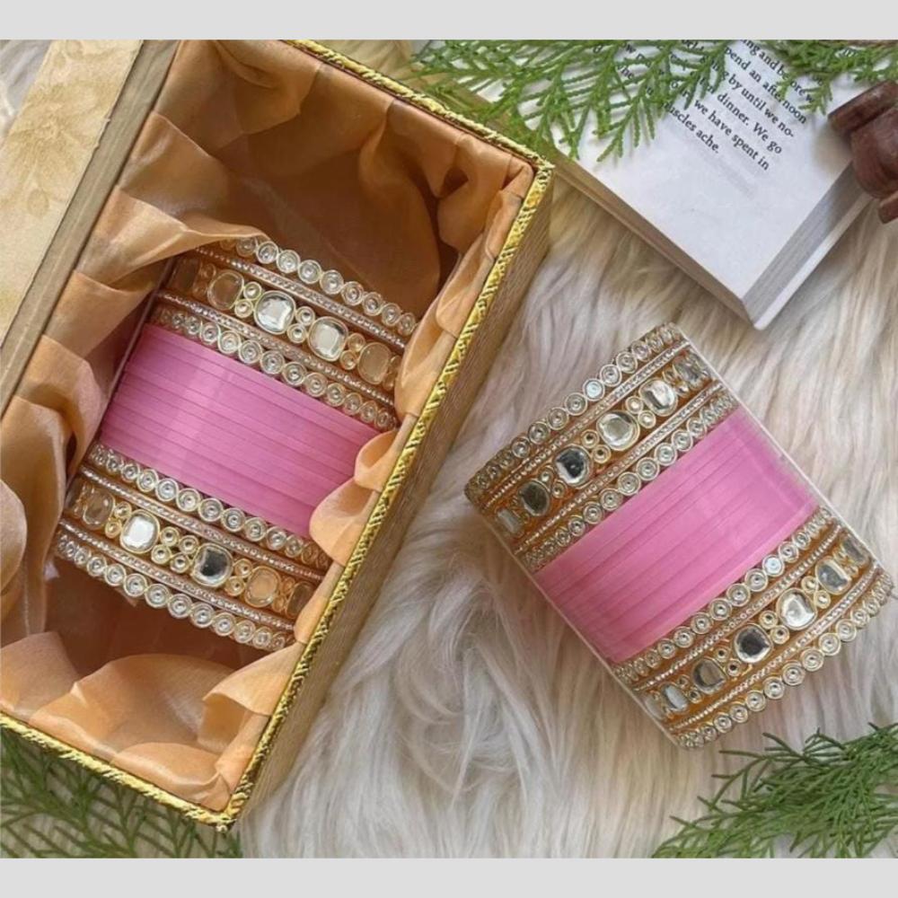 Manisha Jewellery Gold Plated Kundan Stone Acrylic Bangles Set