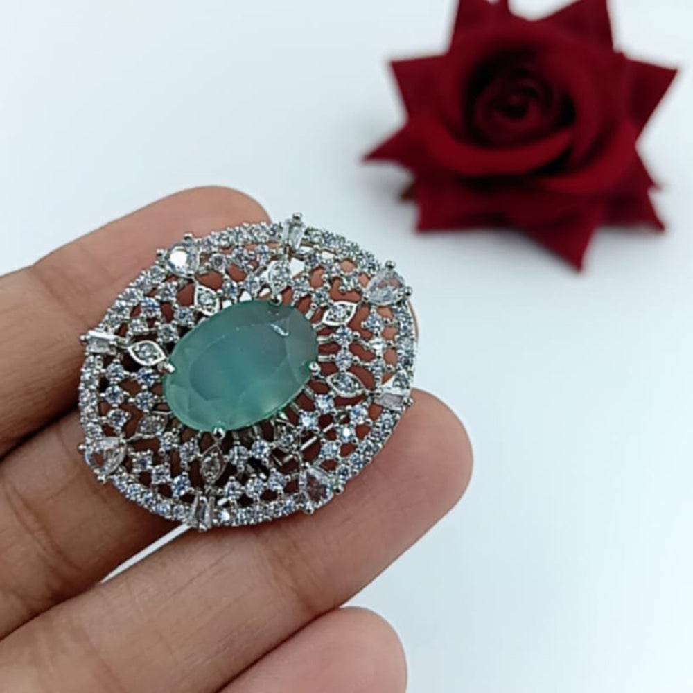Manisha Jewellery Elegant Silver-Plated American Diamond Ring for Women