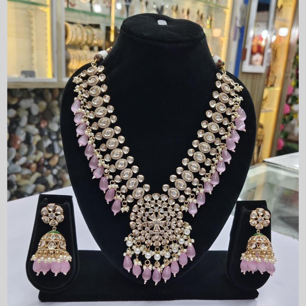 Manisha Jewellery Royal Gold Plated Kundan with Beads Necklace Set -Party Wear Jewellery