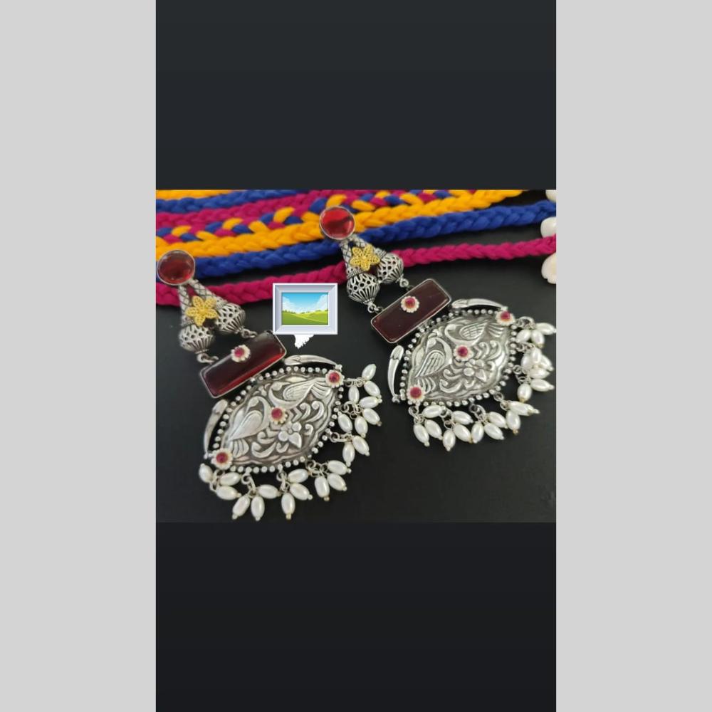 Manisha Jewellery Traditional Oxidised Earrings With American Diamond